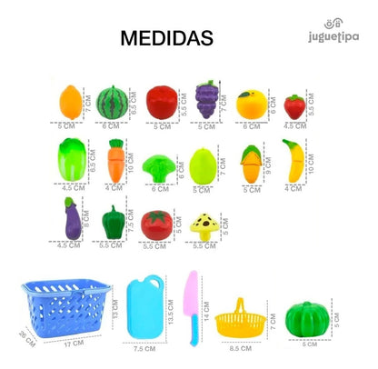 Juguete De Cocina Corta Frutas Verduras Velcro 23 Pzs Niños