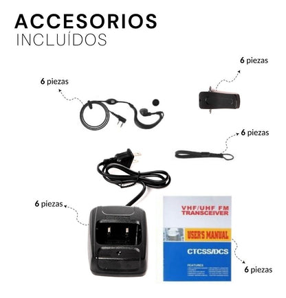 Kit de 6 Radios Baofeng Profesionales