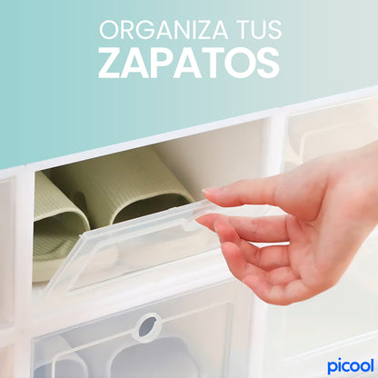 3 Pz Zapatero Organizador De Plastico Apilable Transparente