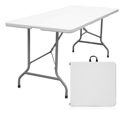 Mesa Plegable Portátil 180x74 cm Blanco