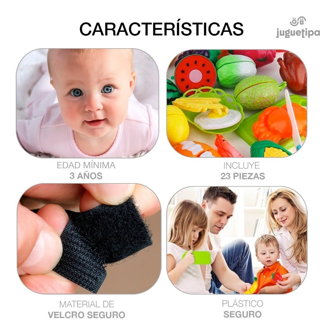 Juguete De Cocina Corta Frutas Verduras Velcro 23 Pzs Niños