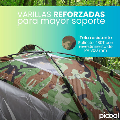 Casa de Campaña Impermeable 2 personas para Camping.