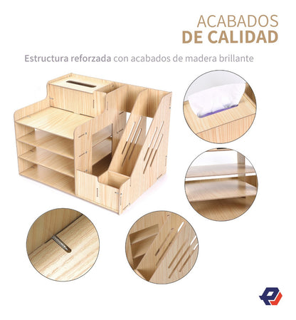 Organizador De Escritorio De Madera Para Oficina Archivador