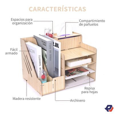 Organizador De Escritorio De Madera Para Oficina Archivador